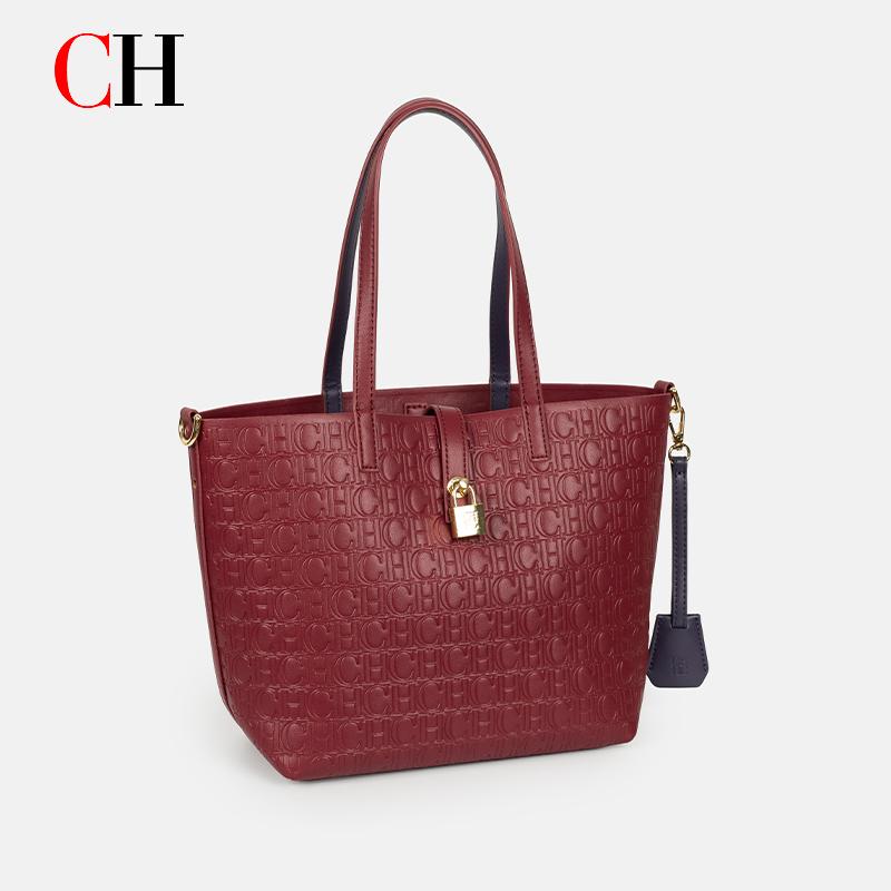 Tote Bag Leather Monogram - Tas Tote Monogram Embos CH Wanita