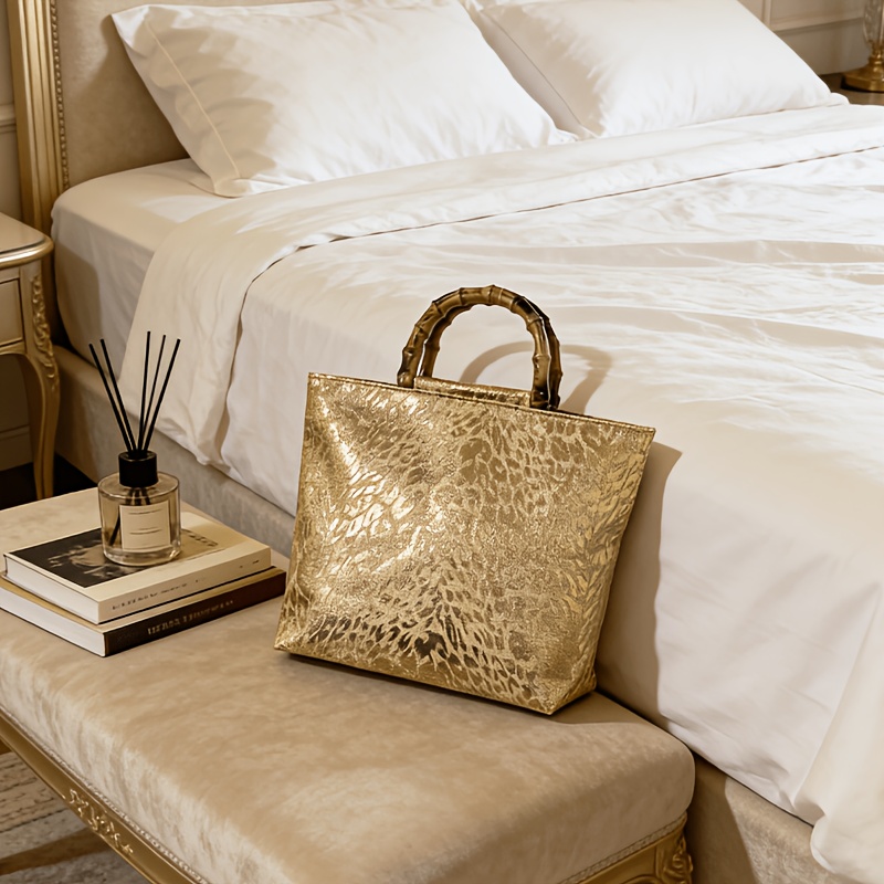 Tas tote jacquard daun emas me - Luxury Bags Vendor ulasan dan harga
