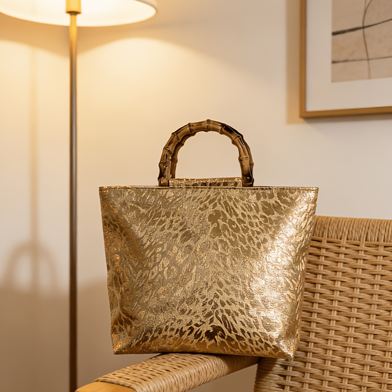 Tas tote jacquard daun emas me - Luxury Bags Vendor ulasan dan harga