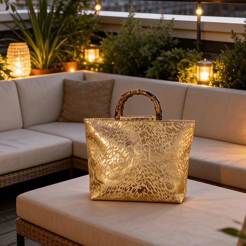 Tas tote jacquard daun emas me - Luxury Bags Vendor ulasan dan harga